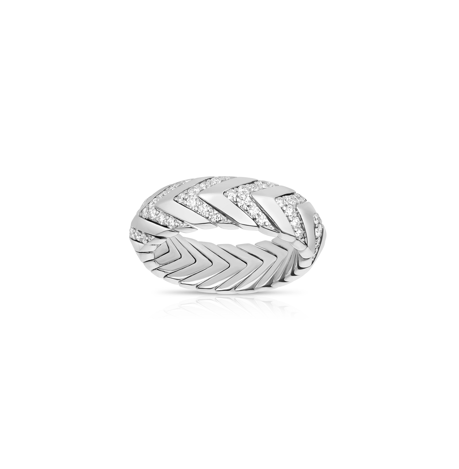 Sabel Collection White Gold Diamond Chevron Stretch Band